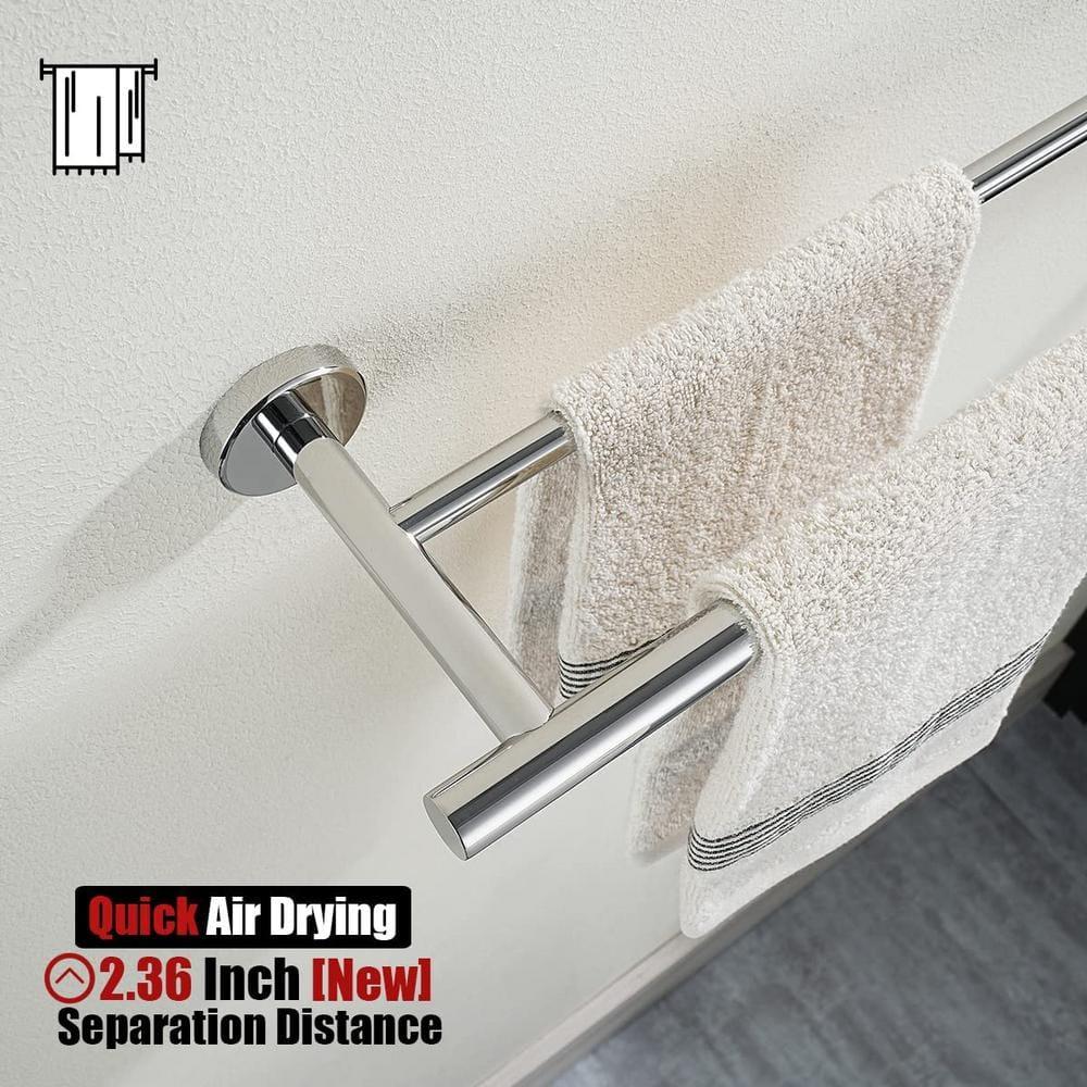 JQK Chrome Towel Bar, 24 Inch 304 Stainless Steel Thicken 0.8mm Double Bath Towel Rack for Bathroom, Towel Holder Polished Chrome Wall Mount, Total Length 27.16 Inch, TB100L24-CH