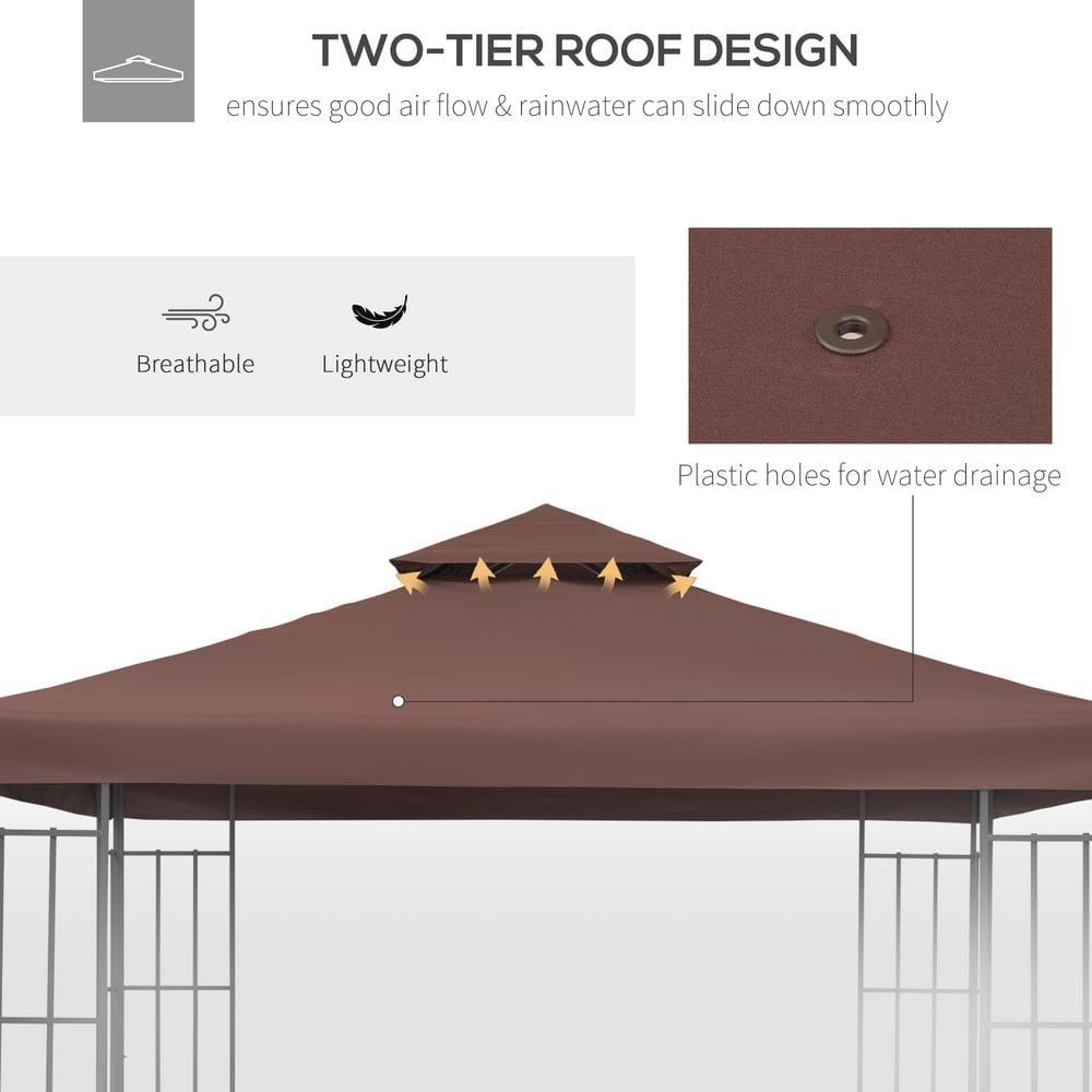 Outsunny Gazebo Replacement Canopy for Model 01 -0153, 2-Tier Top Cover for 9.84' x 9.84' Outdoor Gazebo, Coffee (TOP ONLY)