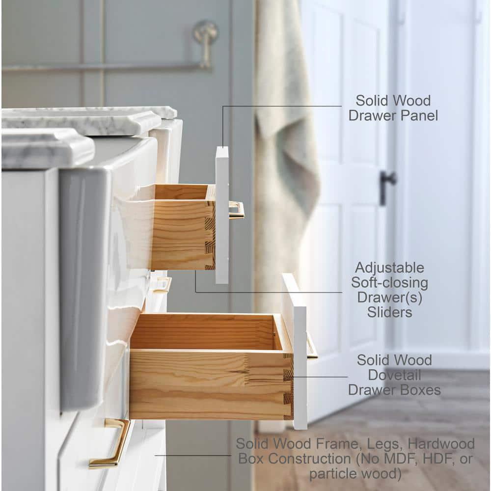 Ancerre Designs Hayley 60" Farmhouse Wood Bathroom Vanity Set in White