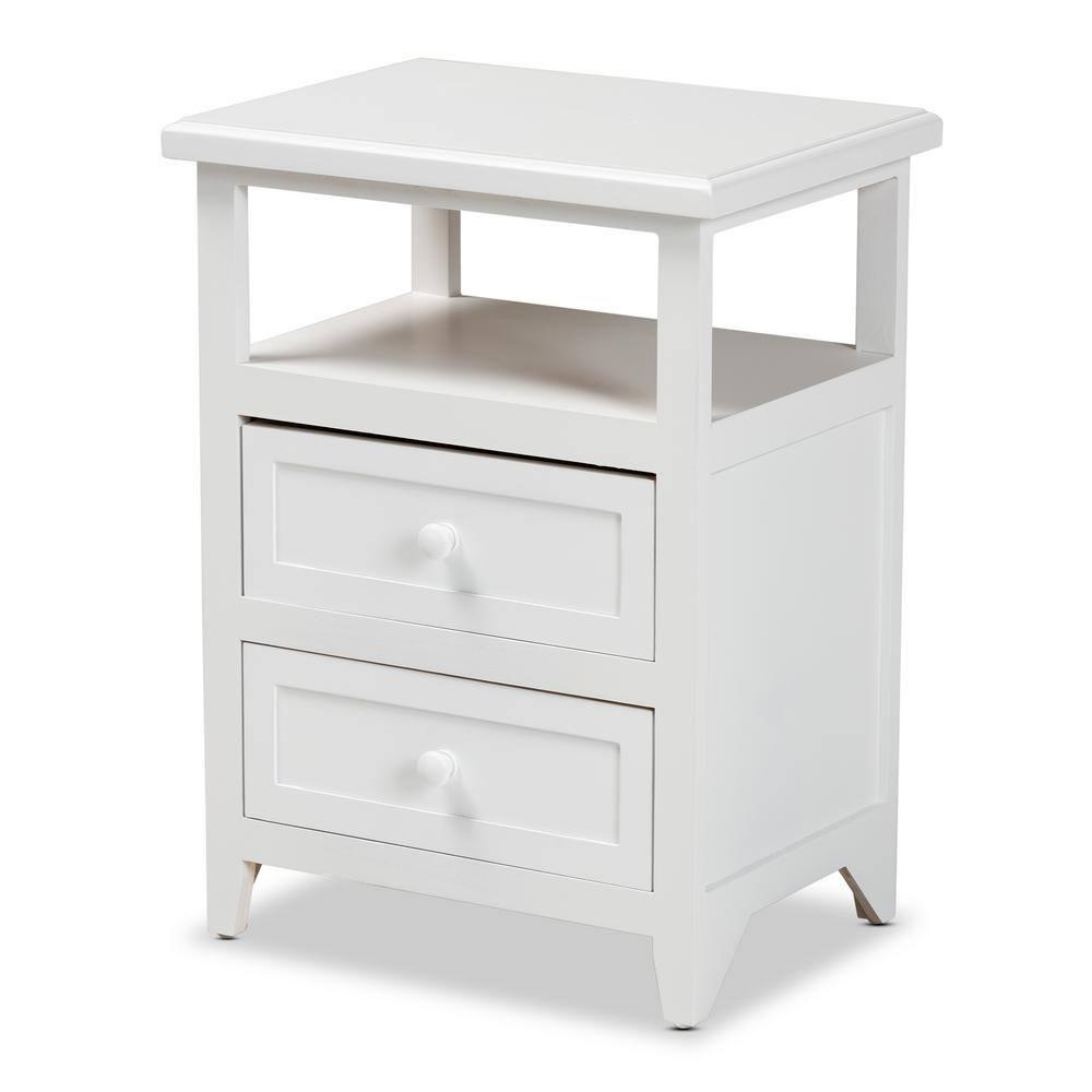 Baxton Studio Karsen Modern and Contemporary White Finished Wood 2-Drawer Nightstand,Wholesale Interiors