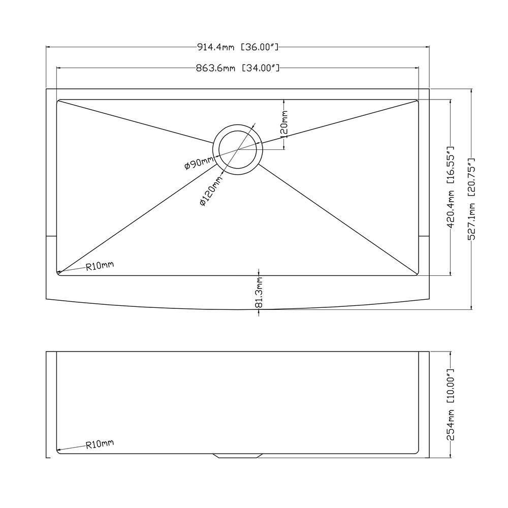 36 in. Farmhouse/Apron Front Single Bowl 16 Gauge Stainless Steel Kitchen Farmer Sink with Bottom Grid
