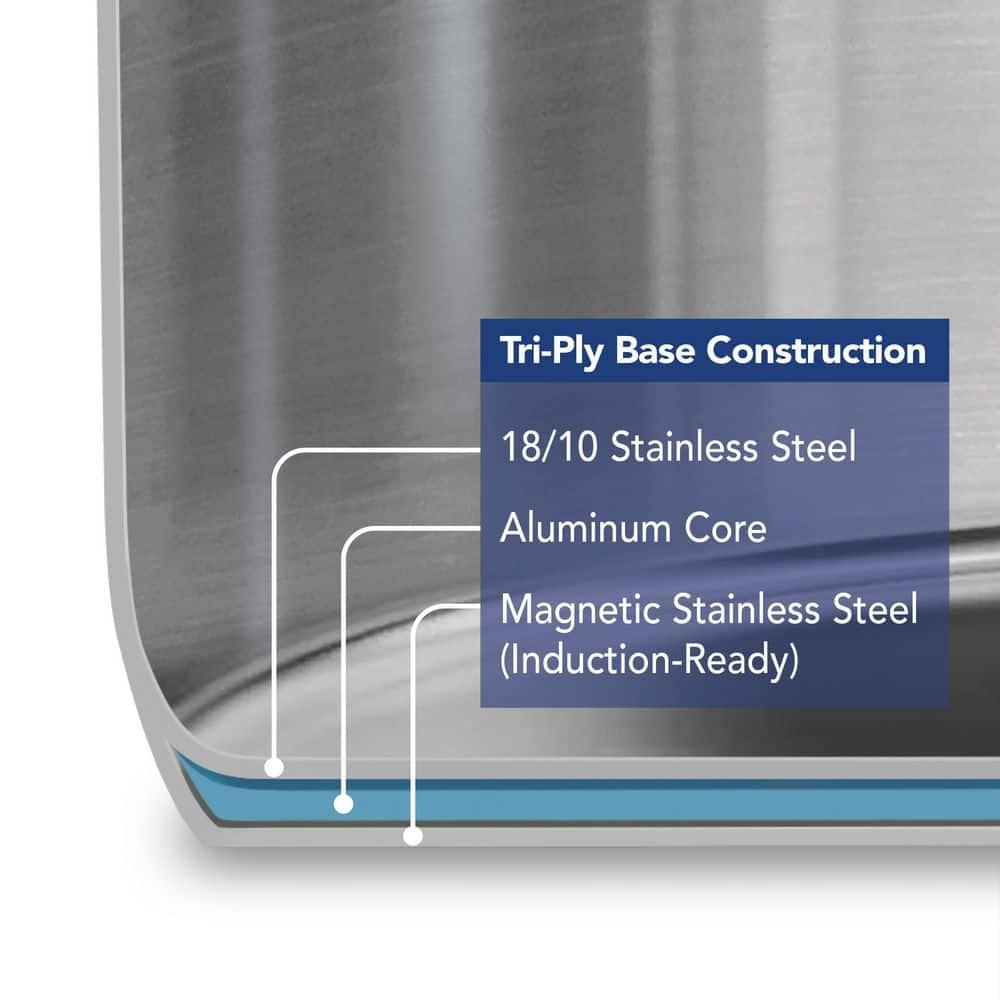 Tramontina Tramontina Tempo Tri-Ply Base Stainless Steel 6-Quart Braiser Pan with Glass Lid, Induction-Ready, Oven-Safe, Dishwasher-Safe