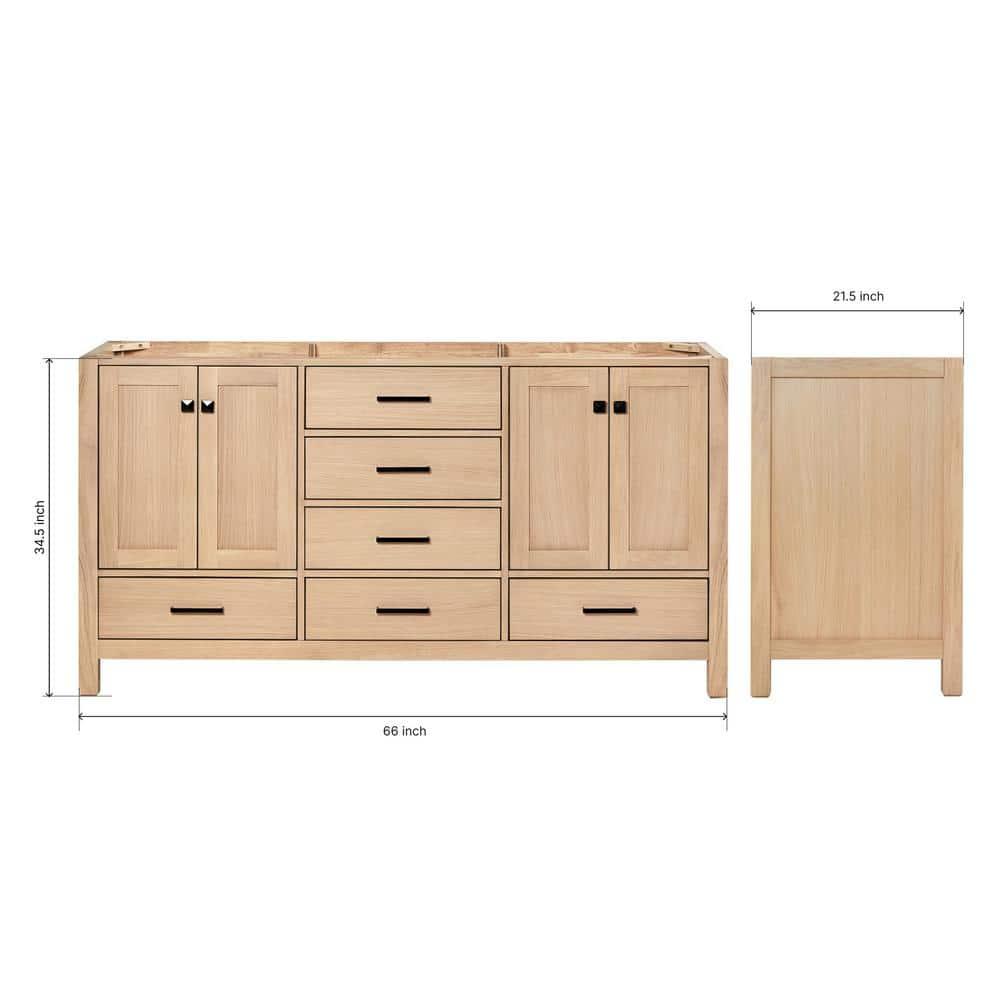 66 in. W Bath Vanity Cabinet Without Top in Oak Cambridge 21.5 in. D x 34.5 in. H Double Freestanding