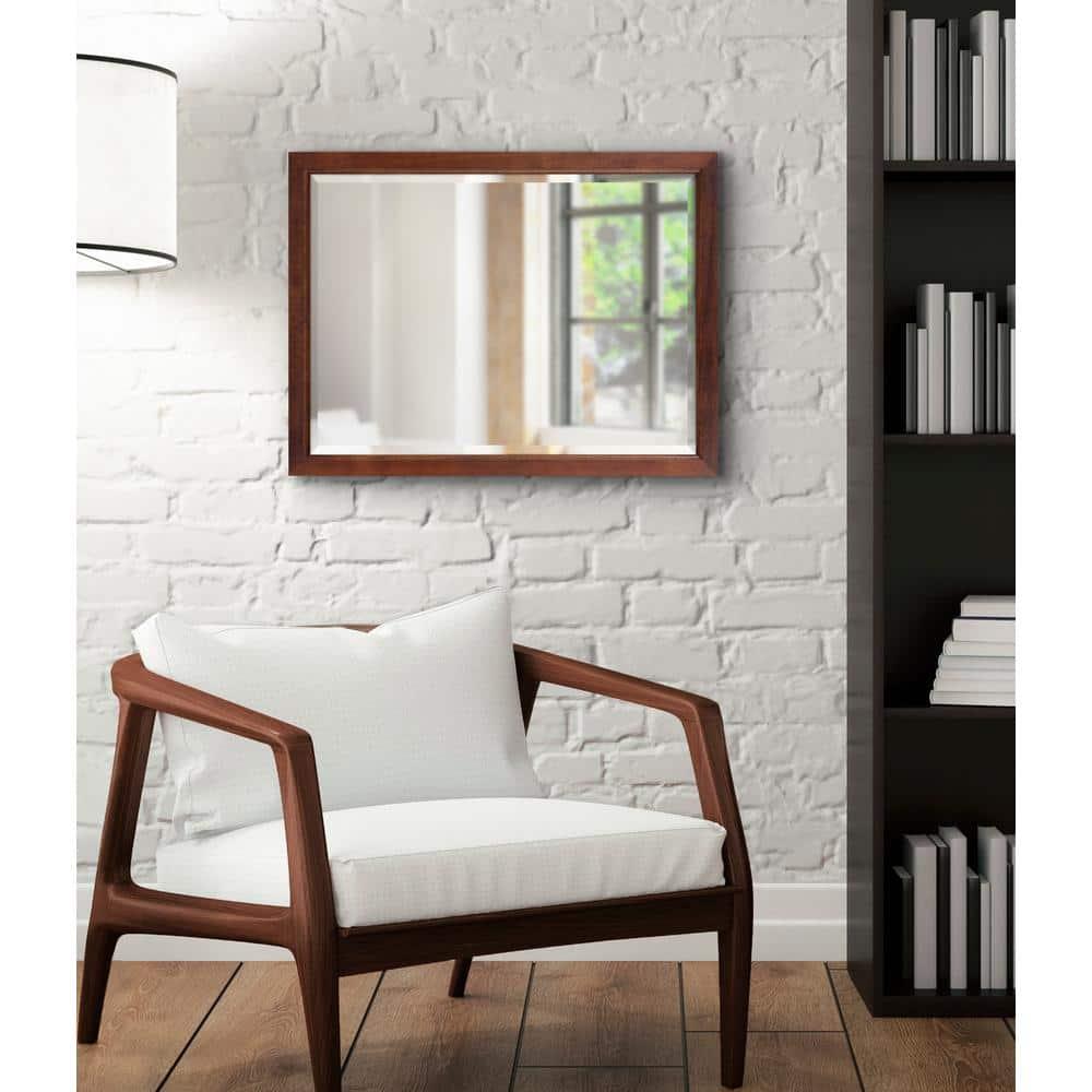 18" x 24" Hogan Wood Framed Decorative Wall Mirror Walnut Brown - Kate & Laurel: Rustic Rectangular, No Assembly Required