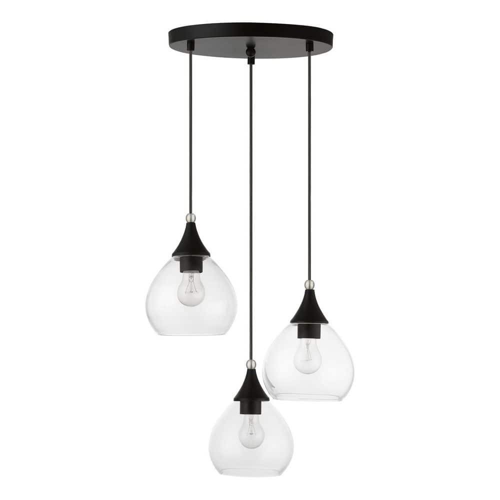 Livex Lighting Catania 3 - Light Pendant in  Black/Brushed Nickel