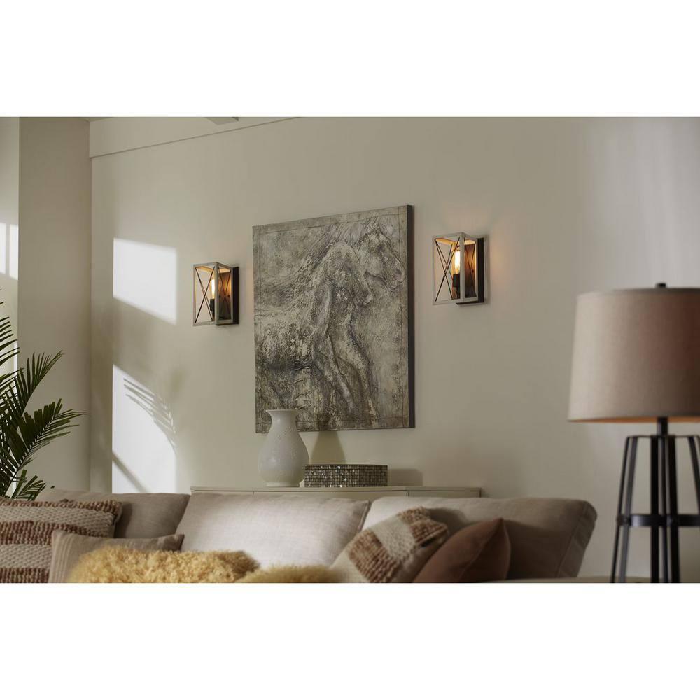 Progress Lighting, Briarwood, 1-Light Wall Sconce, Graphite, Faux Wood, Collection: Briarwood 1-Light Wall Sconce