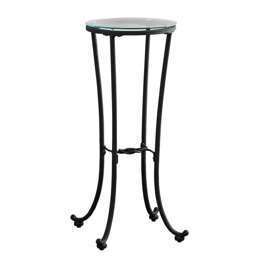 Red Barrel Studio® Accent Table, Side, End, Plant Stand, Round, Living Room, Bedroom, Metal, Black, Clear
