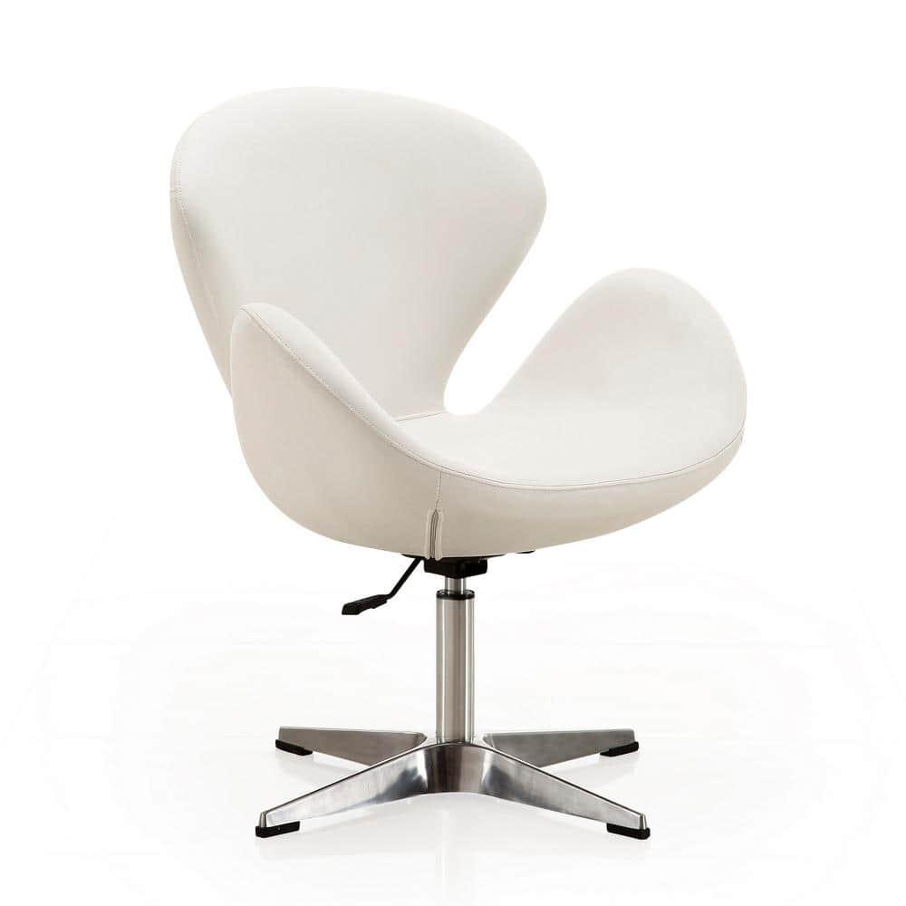 Set of 2 Raspberry Faux Leather Adjustable Swivel Chairs White - Manhattan Comfort