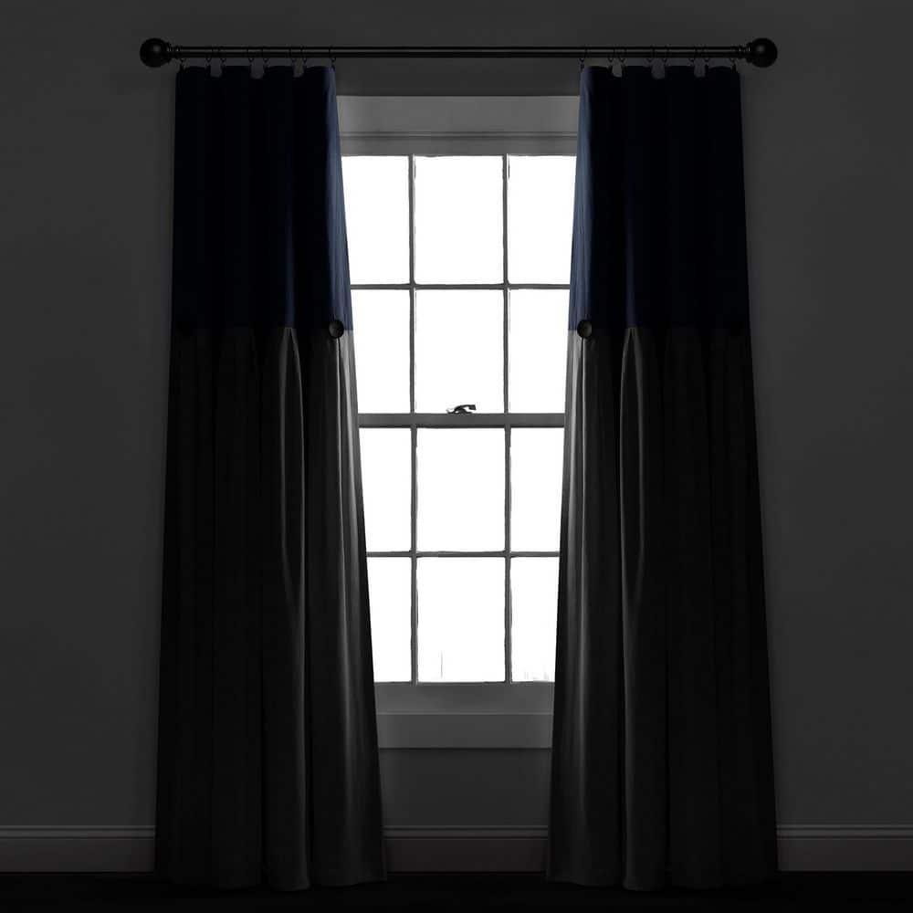 Lush Decor Linen Button Cotton Blend Blackout Thermal Rod Pocket Single Curtain Panel