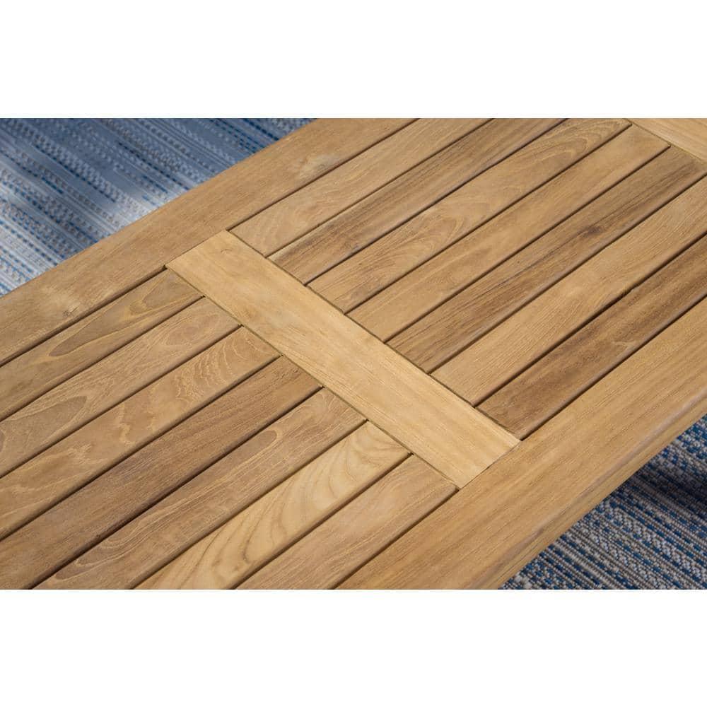 Jakarta Teak 5 Piece Sofa Set with Sofa, 2 Club Chairs, Coffee Table and Side Table, Canvas Cushions