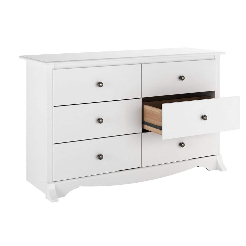 Prepac Monterey Dresser White: 6-Drawer Storage, Wood Composite, Bedroom Furniture, 29"H x 48"W