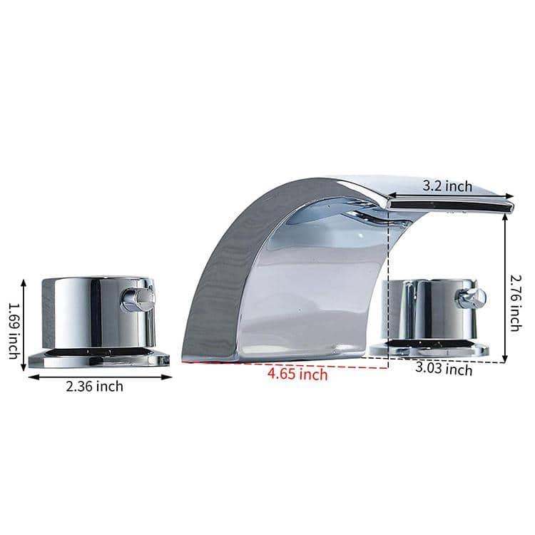 BWE 8 in. Widespread 2-Handle Bathroom Faucet With Led Light in Polished Chrome