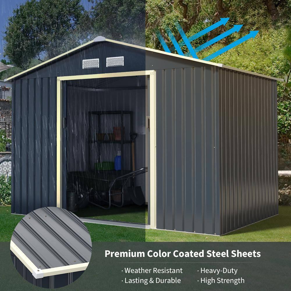 Costway 9.1 ft. W x 6.3 ft. D Metal Storage Shed