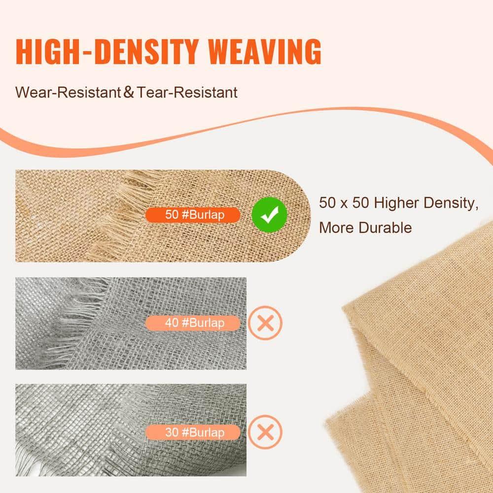 VEVOR Burlap Fabric Roll, 40” x 150 ft High Density Natural Jute Fiber Material for Outdoor Plant Care, Tree Wrap Roll, Decor, DIY Crafts, Wedding, Garden Weed Barrier, Plants & Trees Winter Covering