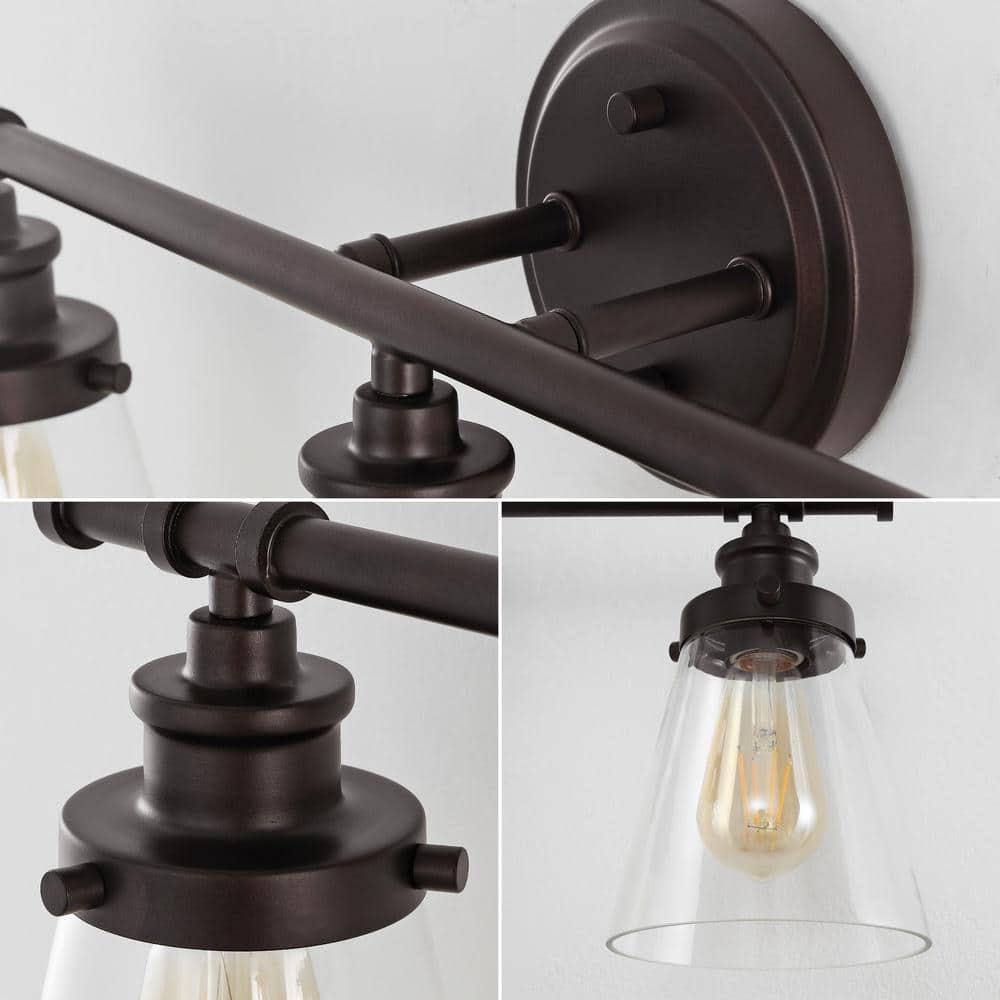 Hollis 23.75" 3-Light Traditional Farmhouse Vanity Light with Bathroom Hardware Accessory Set, Oil Rubbed Bronze (5-Piece)
