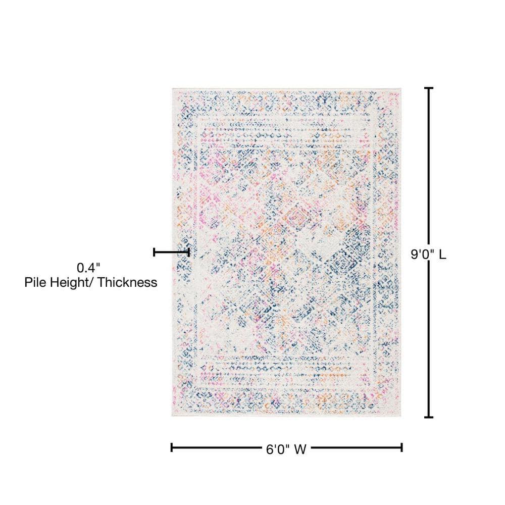 Tulum TUL264 Power Loomed Indoor Area Rug - Ivory/Dark Blue - 6'x9' - Safavieh