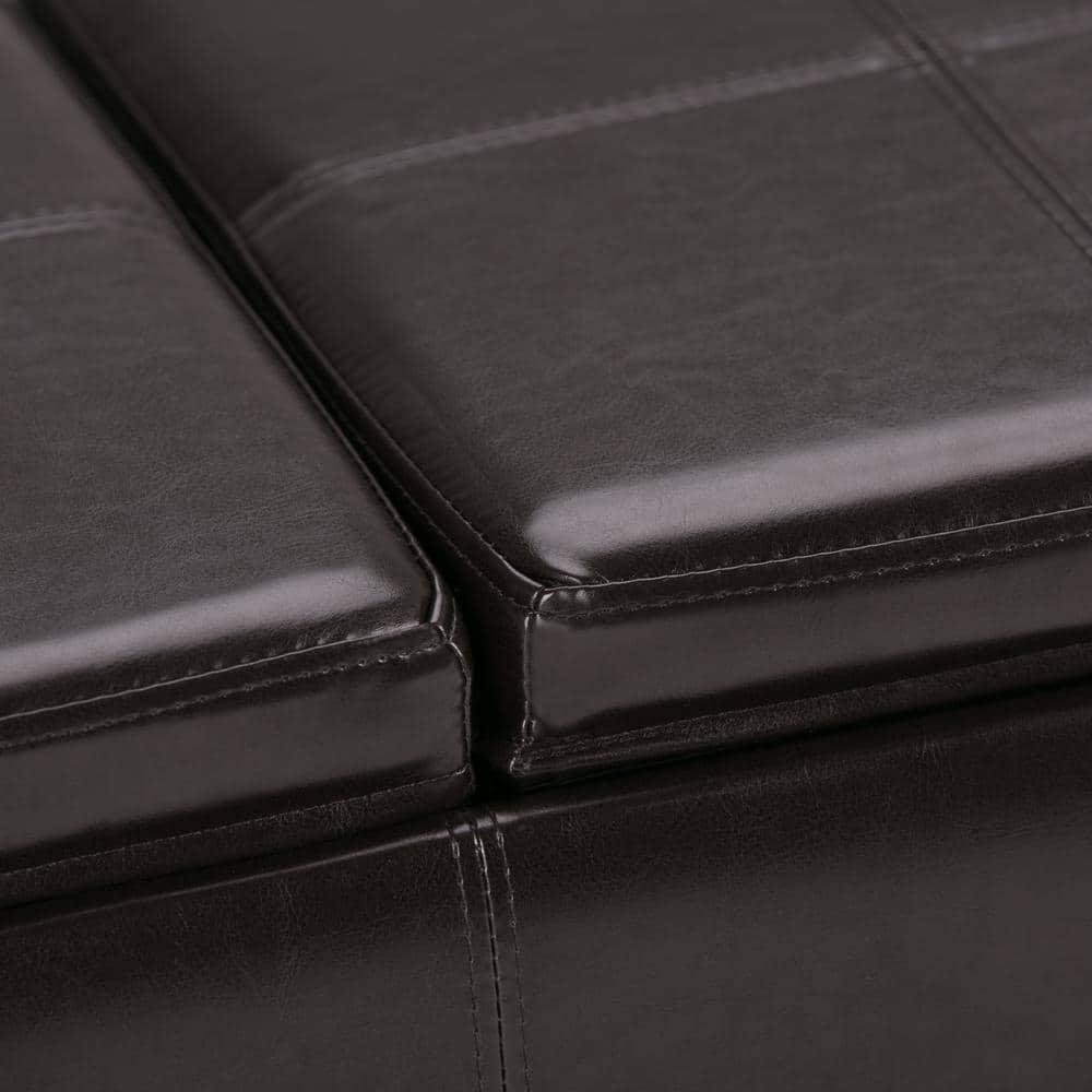 Simpli Home Avalon Extra Large Storage Ottoman with 3 Serving Trays