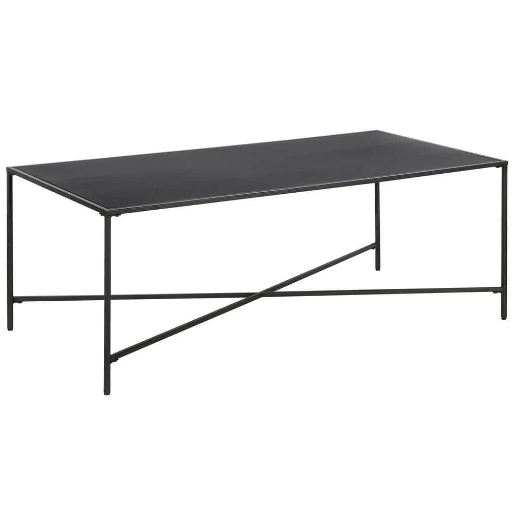 Evelyn&Zoe Henley 48" Wide Rectangular Coffee Table with Metal Top, Blackened Bronze