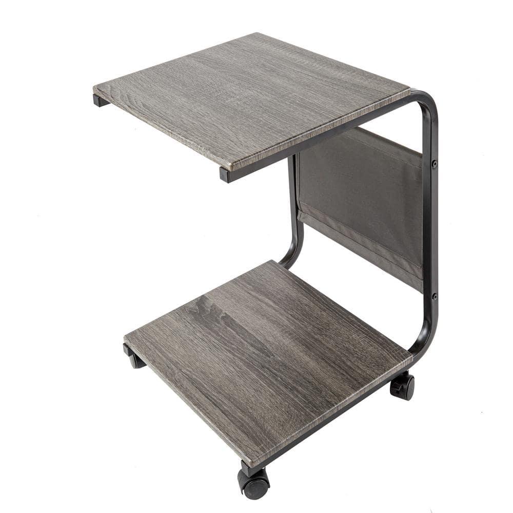 Seville Classics C Shaped End Table TV Tray on Wheels