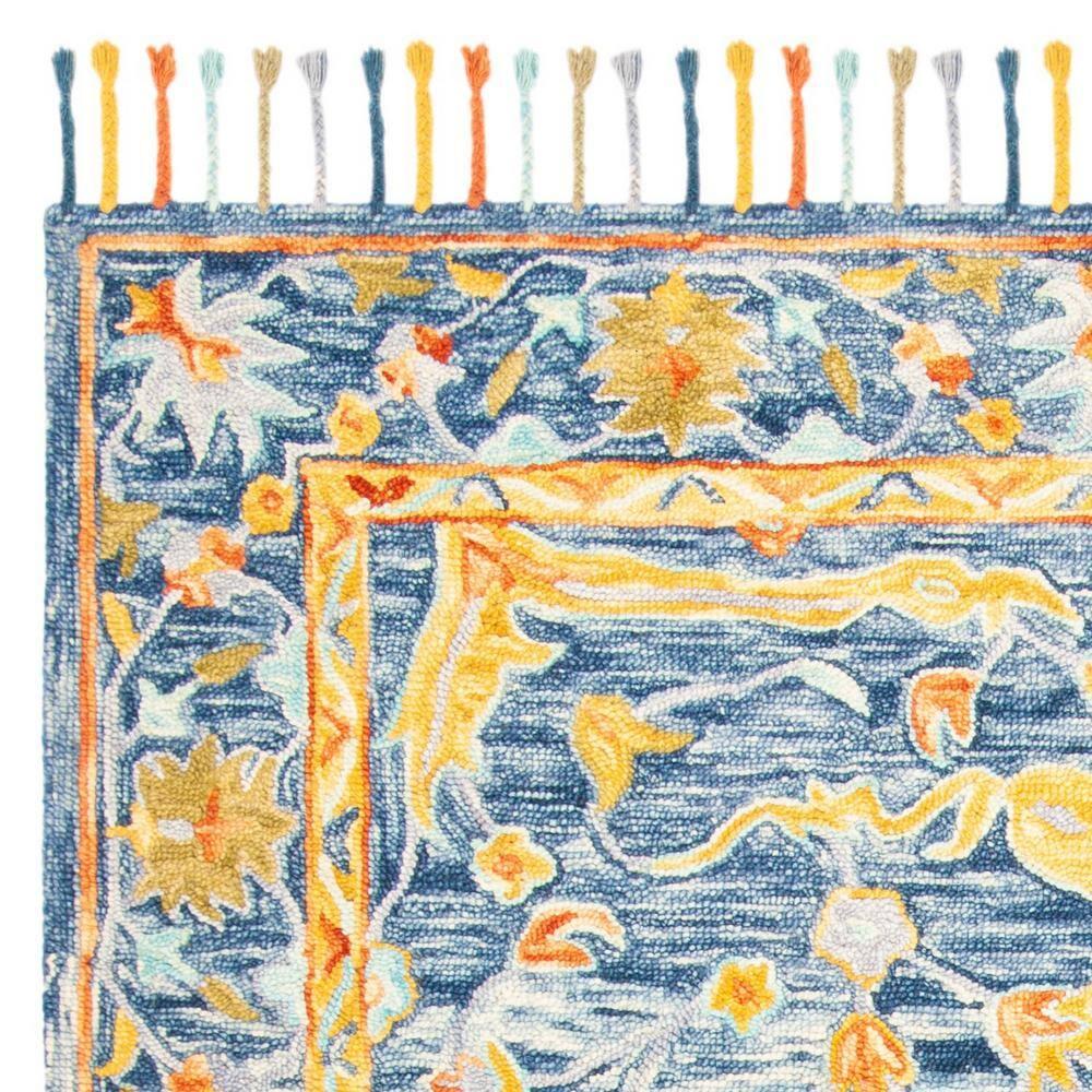 Aspen APN116 Hand Tufted Area Rug - Blue/Rust - 7' X 7' Square - Safavieh.