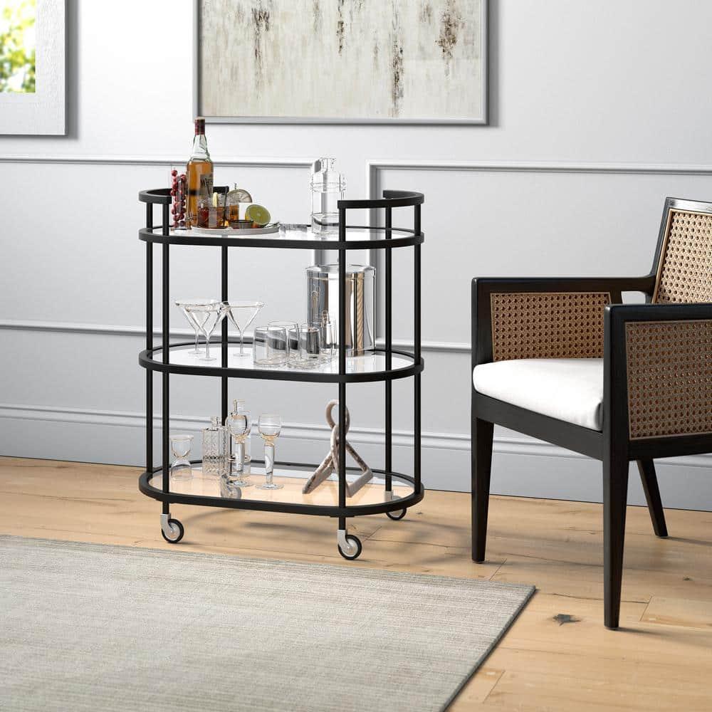 Henn&Hart 30" Blackened Bronze Metal/Glass Bar Cart