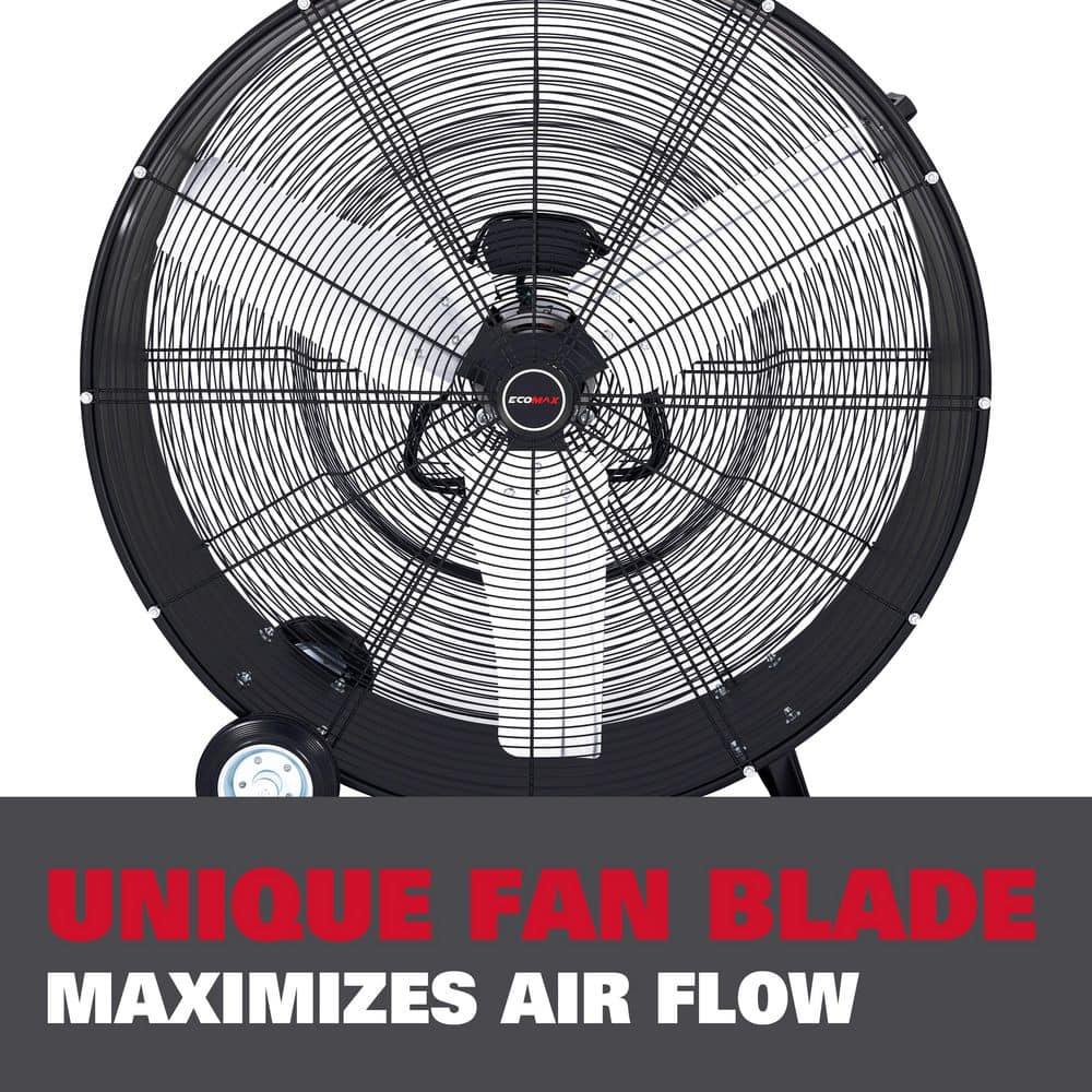 EcoMax 36-inch Black High Velocity Industrial Metal Drum Fan