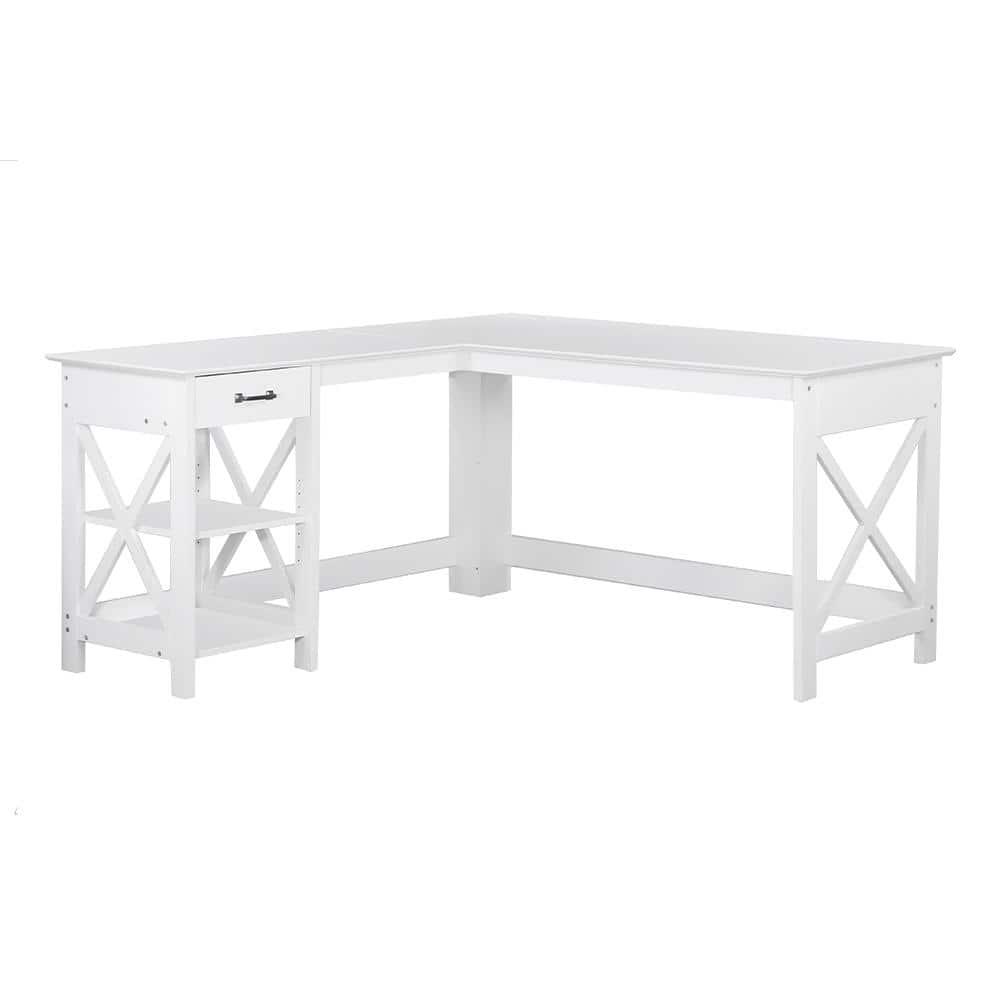 Saint Birch L-Desk, White