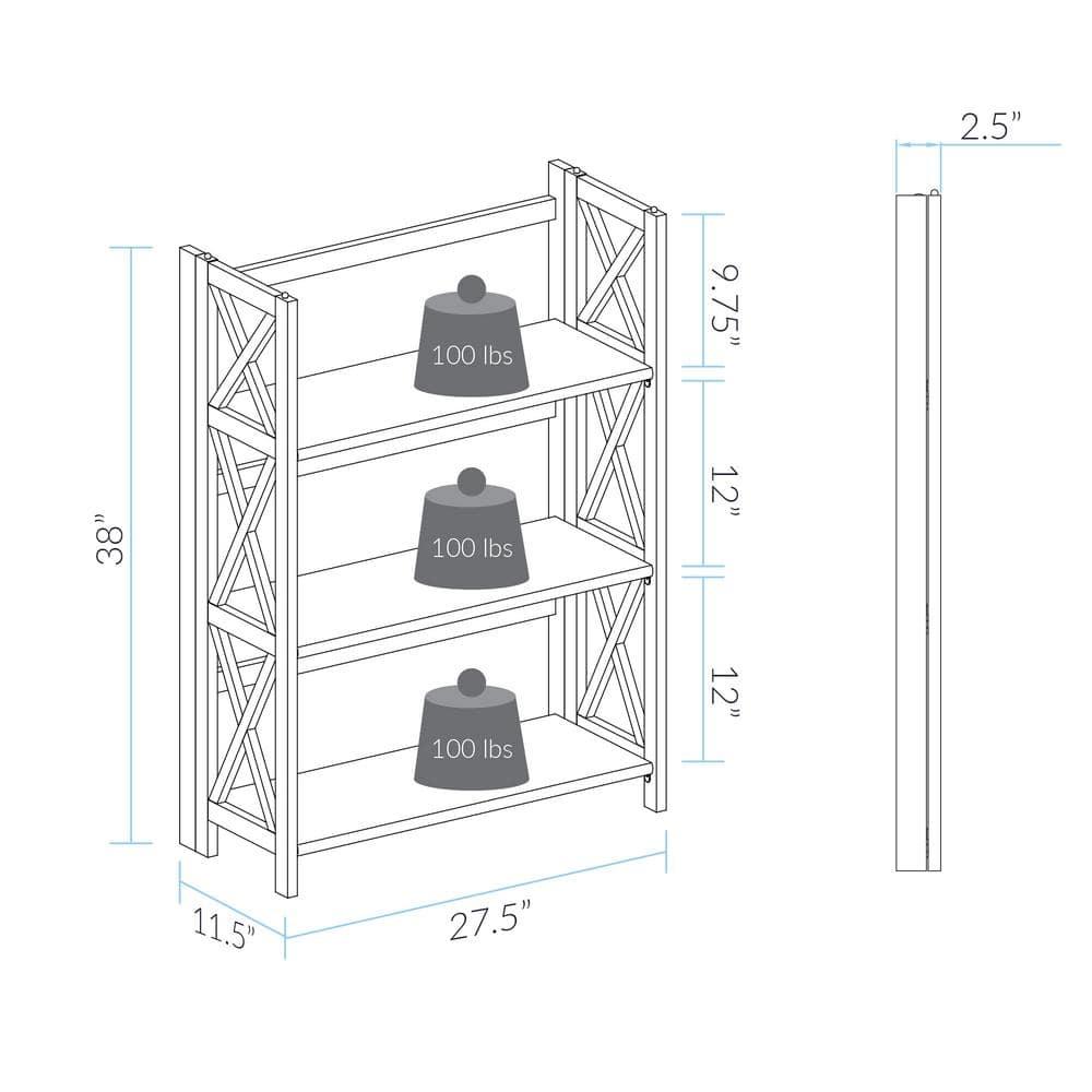 Natural Wood Montego 3-Shelf Stackable Bookcase with Doors