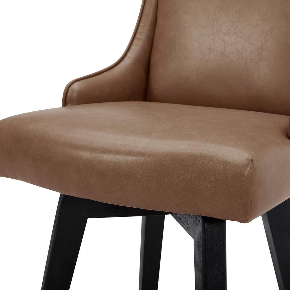 Arceso Bar Stools Set of 2, 26 Inch Swivel Counter Stools with Back, Faux Leather Upholstered Barstools, Solid Wood Legs with Footrest,  for Kitchen