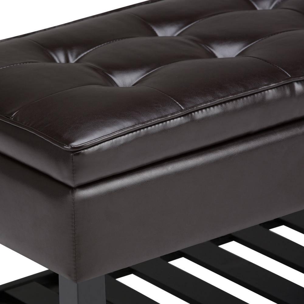 Simpli Home Cosmopolitan 44"W Transitional Tufted Storage Ottoman Bench with Lift Top