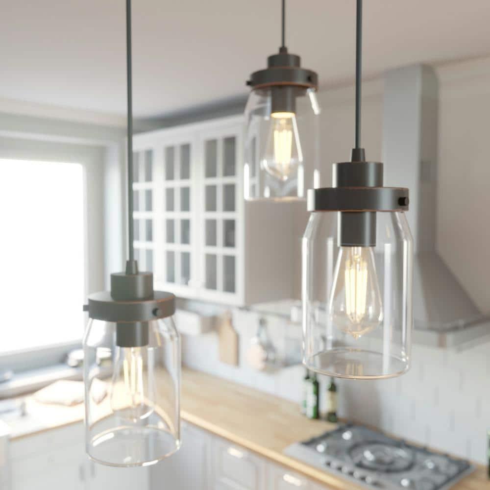 19157-Hunter Fans-Devon Park 3-Light Round Cluster Pendant in Farmhouse Style-14.5 Inches Wide by 9 Inches High-Onyx Bengal Finish