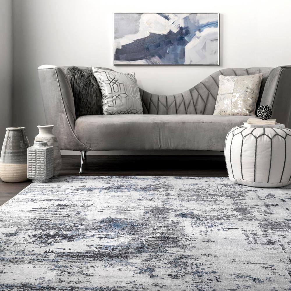 Nuloom Dali Abstract Pet Friendly Machine Washable Area Rug, 3' x 5', Blue Grey