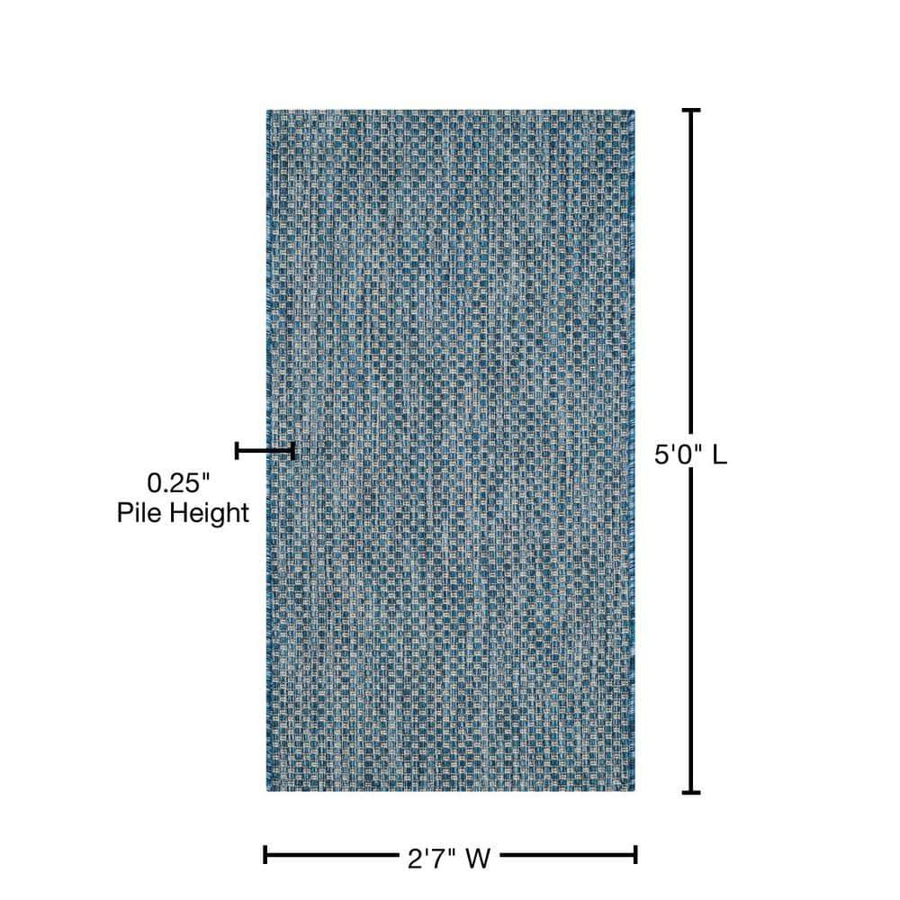 Courtyard CY8521 Power Loomed Indoor/Outdoor Accent Rug - Navy/Grey - 2'7"x5' - Safavieh.
