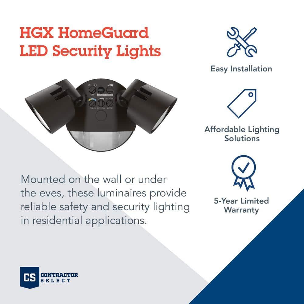 Lithonia Lighting 2 - Head Hardwired Dusk to Dawn Outdoor Security Flood Light with Motion Sensor