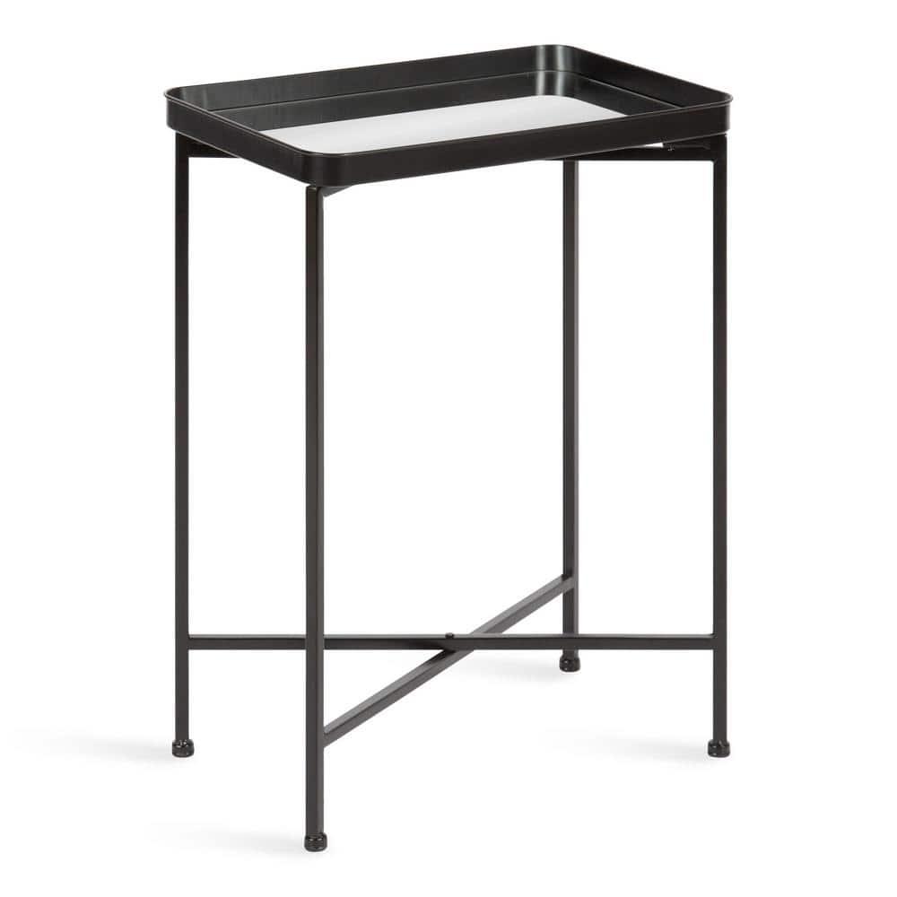 Kate and Laurel Celia Rectangle Metal Side Table, 18x12x26, Black