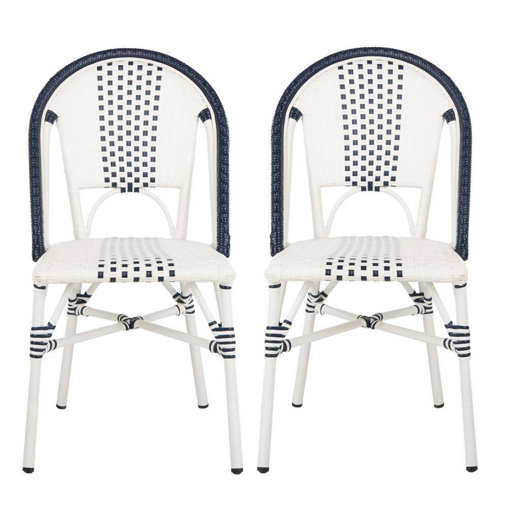Zoya Chair (Set Of 2) - Indoor/Outdoor - PAT4037 - Blue/White - Safavieh