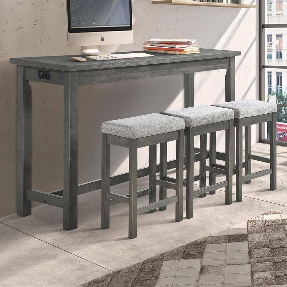Lexicon Connected 4 Piece Wood Counter Height Dining Set in Brownish Gray