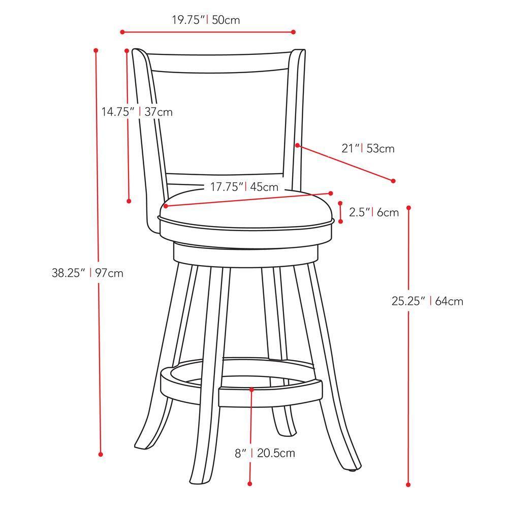 CorLiving Wood Bar Stool Chair Set of 2 in White -Rotating Round Seat & Footrest