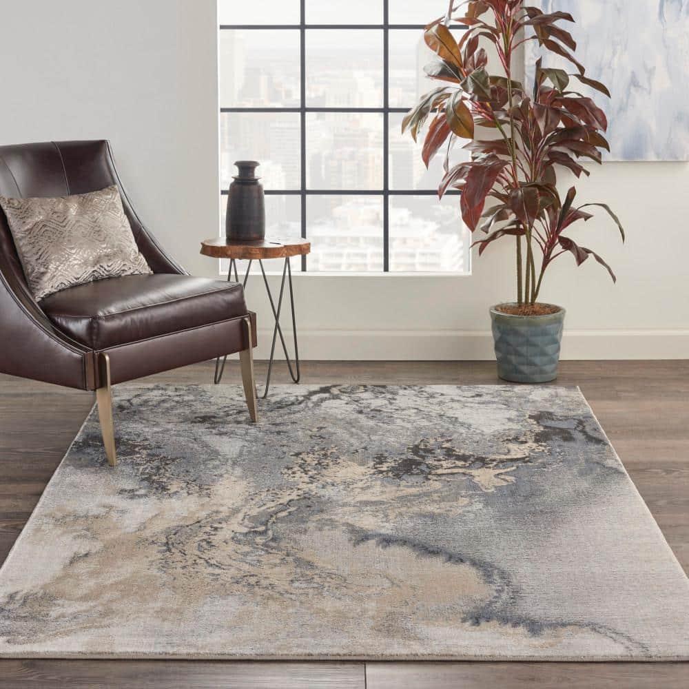 Nourison Maxell Modern Abstract Indoor Area Rug Grey 5'3" x 7'3"