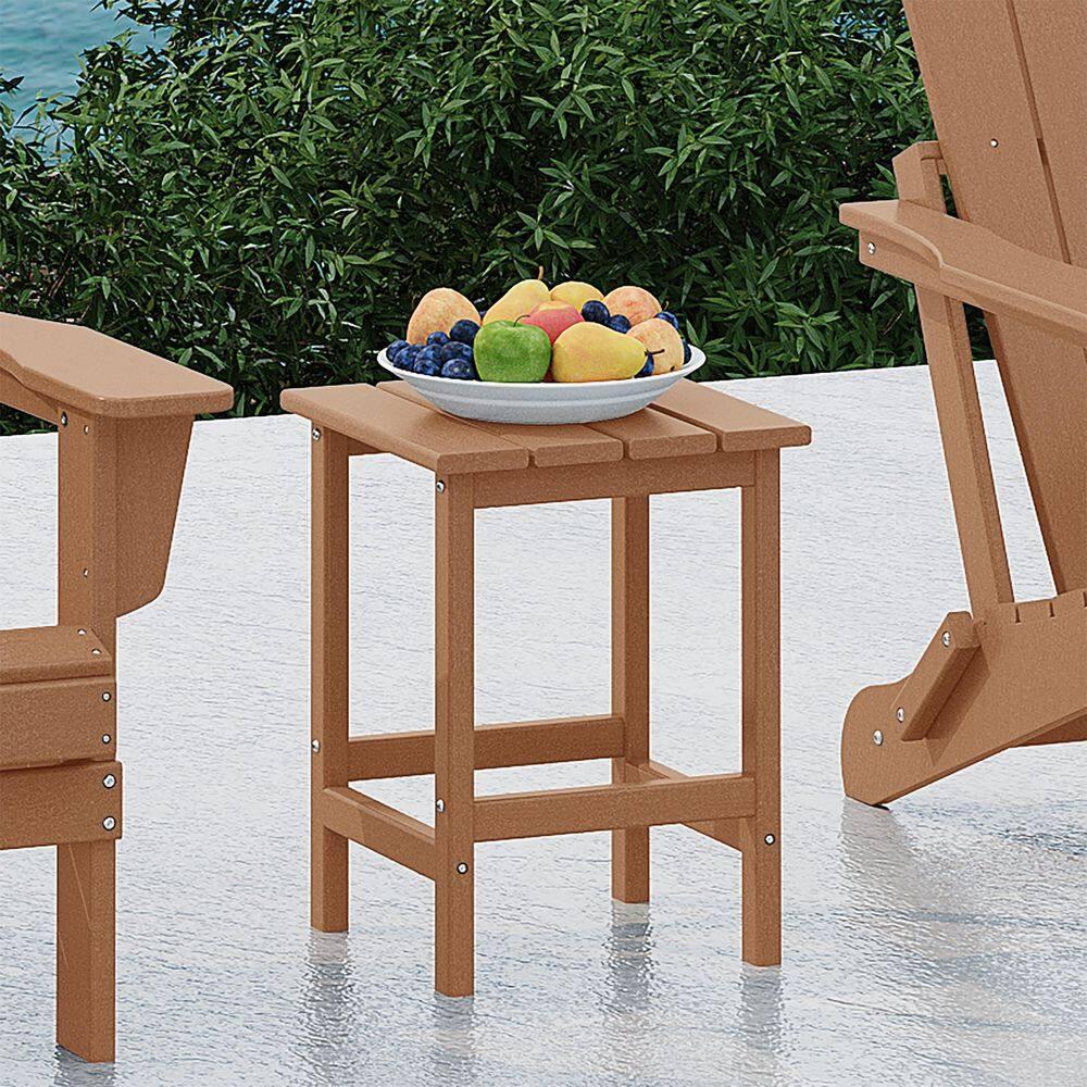 Polytrends  Laguna Hdpe All Weather Outdoor Patio Square Side Table Teak