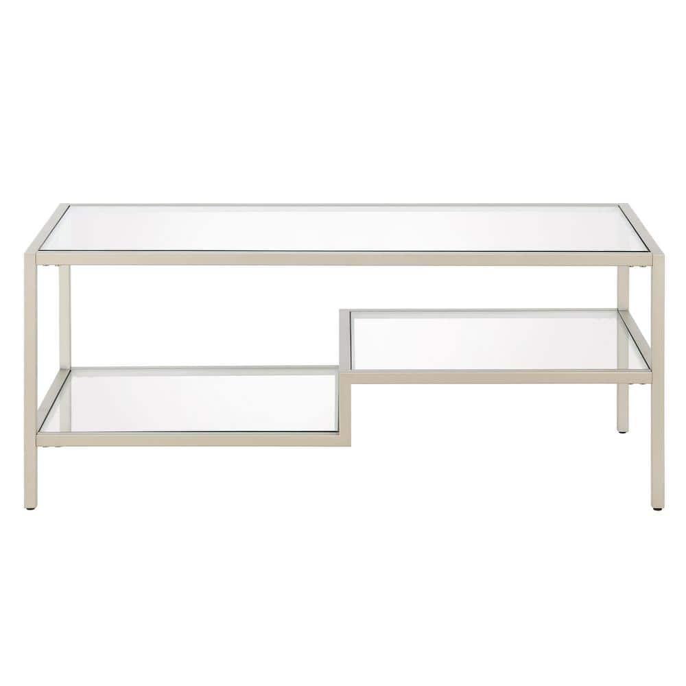 Evelyn&Zoe Lovett 45" Wide Rectangular Coffee Table in Satin Nickel