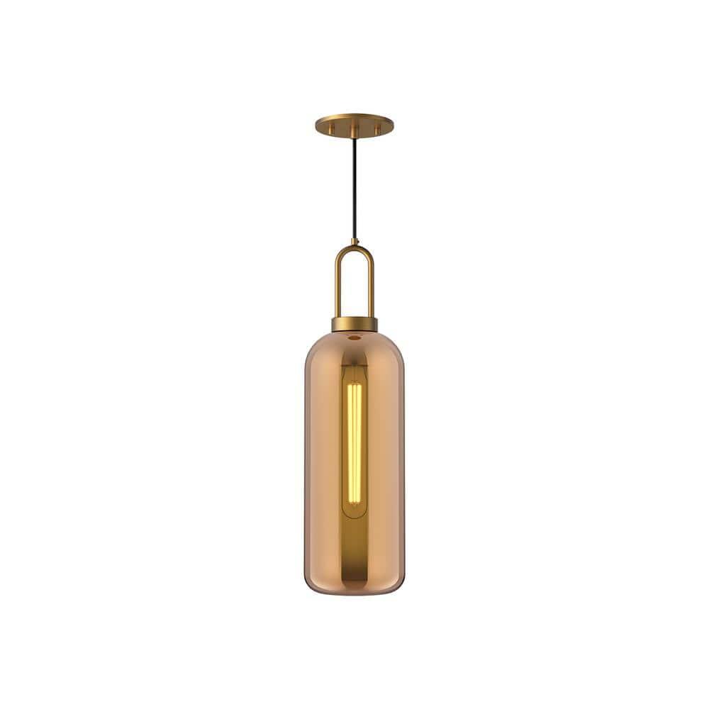 Soji Mini 6'' Aged Gold and Brushed Nickel Japanese Lantern Pendant