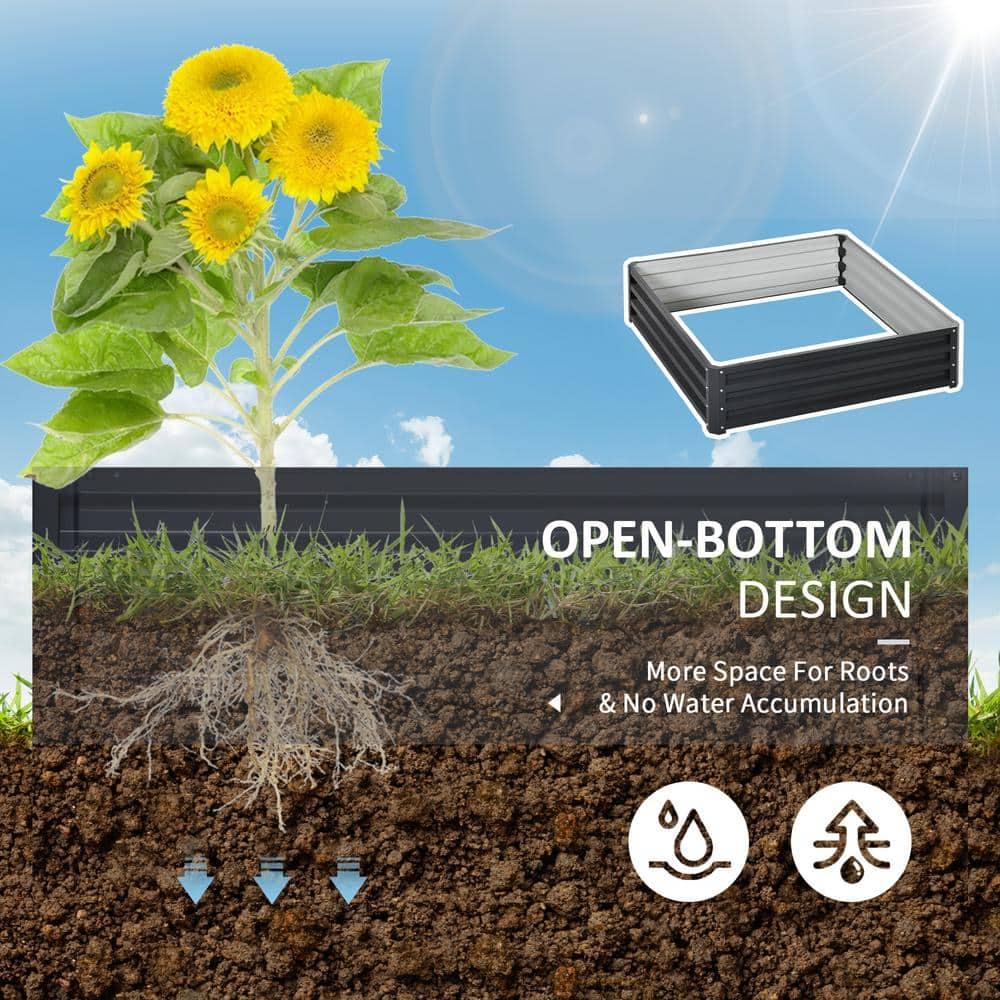 Outsunny 4' x 4' x 1' Galvanized Raised Garden Bed, Planter Raised Bed with Steel Frame for Vegetables, Flowers, Plants and Herbs, Gray