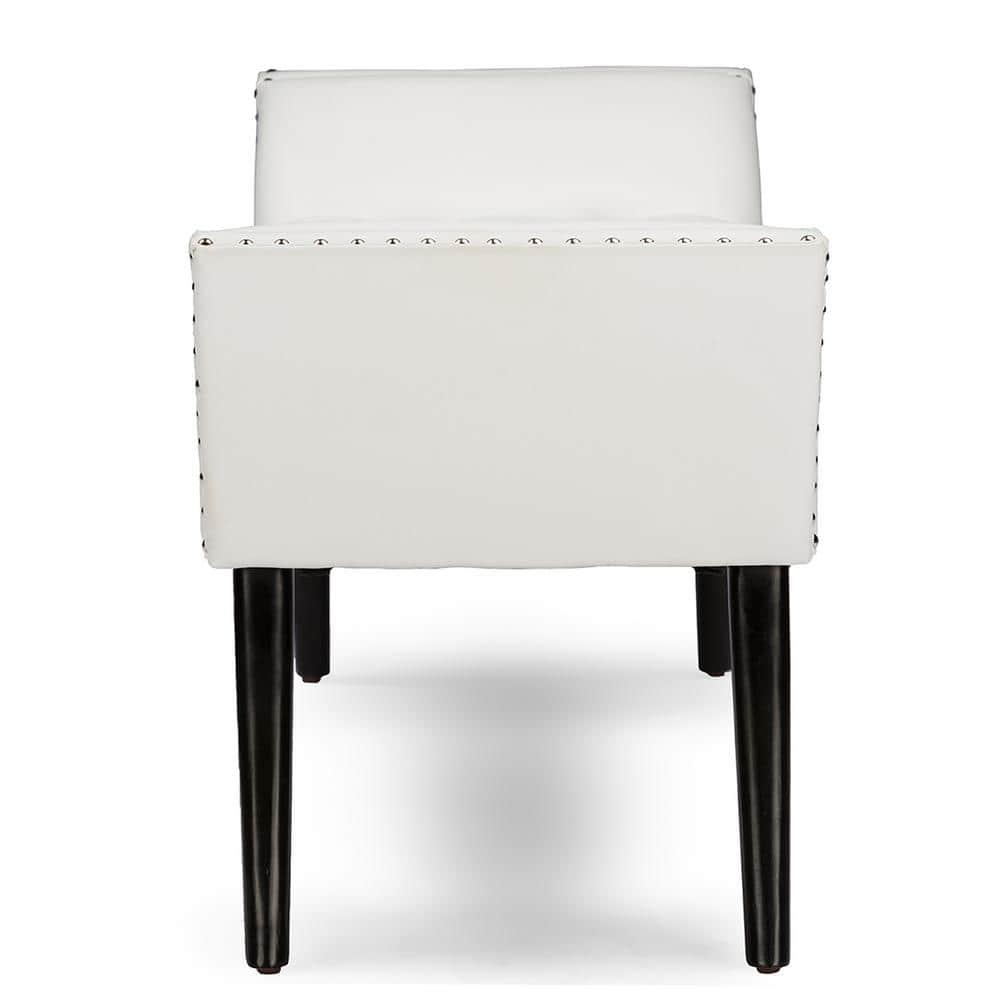 Tamblin Modern And Contemporary Faux Leather Upholstered Large Ottoman Seating Bench - White - Baxton Studio