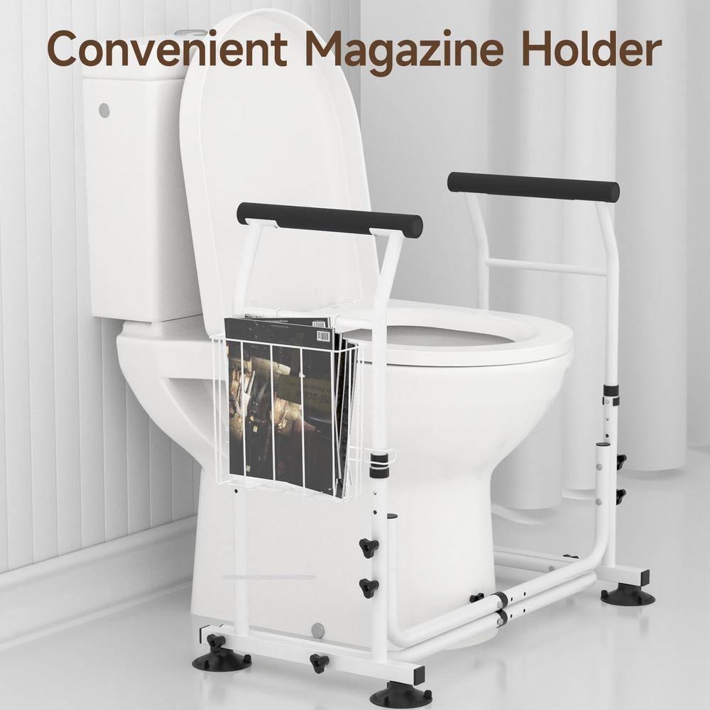 Toilet Safety Rails for Seniors, WAYES Toilet Safety Frame with Arms for Elderly, Handicap, Disabled, Adjustable Width and Height Fit for Most Toilets, 350lbs