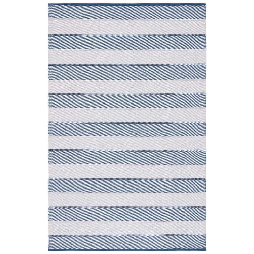 Striped Kilim STK803 Hand Woven Area Rug - Grey/Blue - 5'x8' - Safavieh.