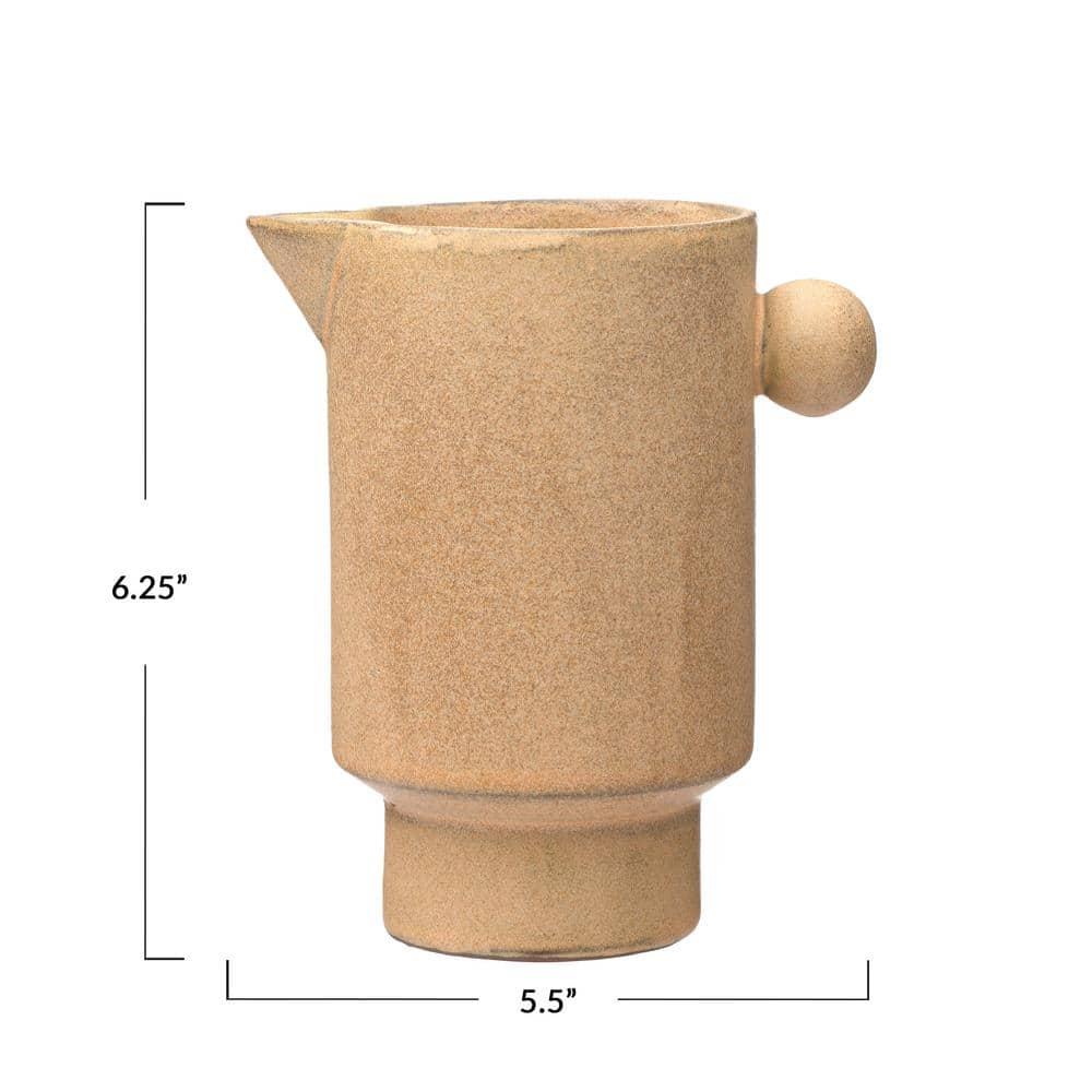 Creative Co-Op Modern Small Stoneware Pitcher or Vase, Putty Brown