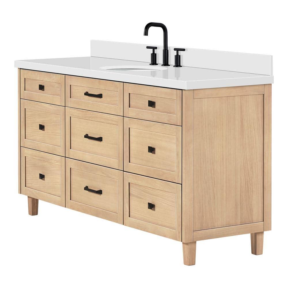 Ariel Bath Ariel Monrow 67 Inch Single Oval Sink Bathroom Vanity With Pure White Quartz Countertop