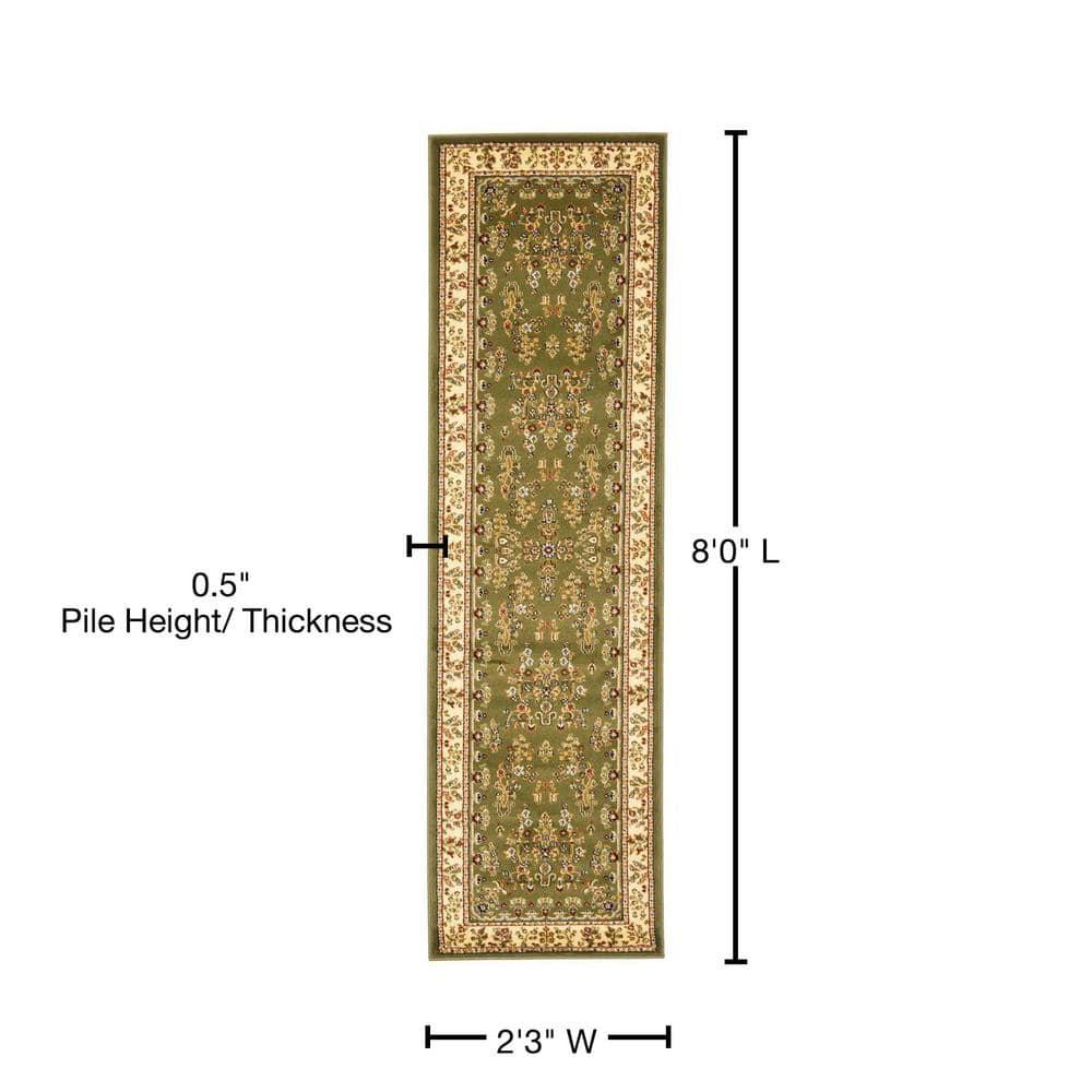 Lyndhurst Sarouk LNH331 Power Loomed Indoor Runner Rug - Sage/Ivory - 2'3"x8' - Safavieh