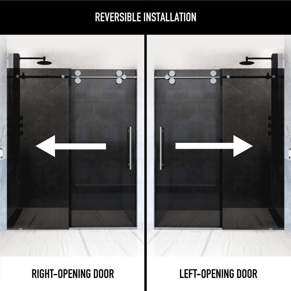 Elan 56-60" W x 74" H Sliding Frameless Shower Door with 3/8" Tinted Glass